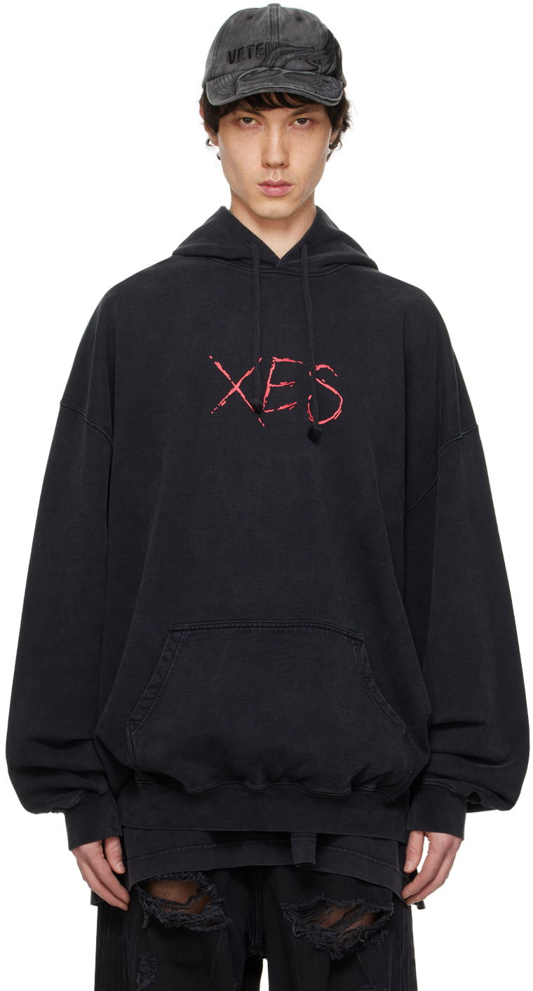 Суитчър VETEMENTS 'Xes' Hoodie Черно | UE64HD170B