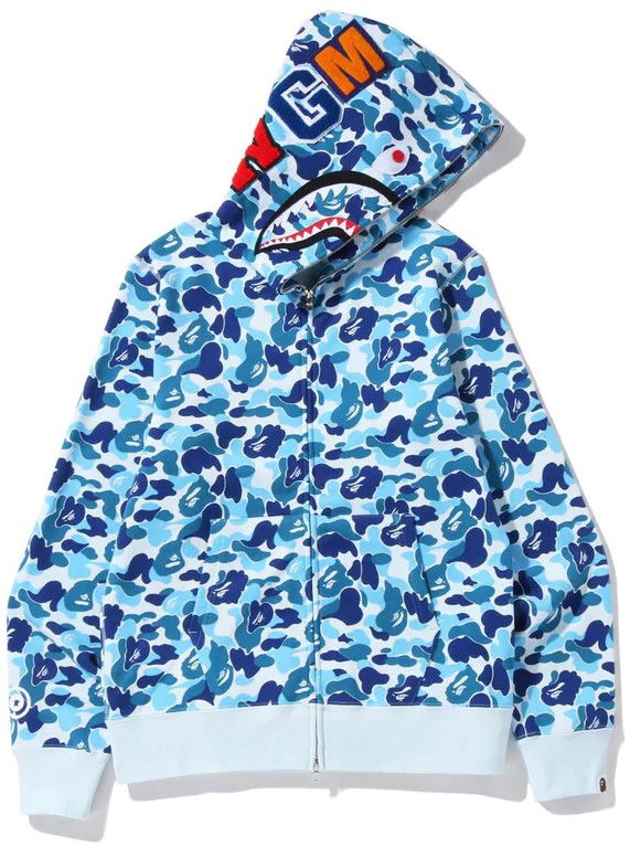 Суитчър BAPE ABC Camo Shark Full Zip Hoodie Синьо | 001ZPI201002M-BLU, 0
