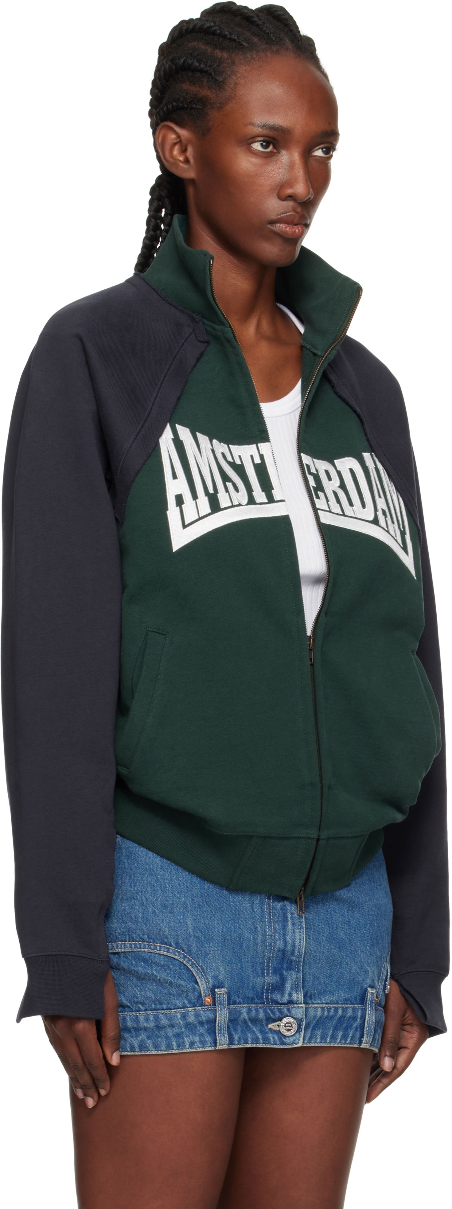 Суитчър VETEMENTS Vetements 'Amsterdam' Patched Zip-Up Sweatshirt Тъмно синьо | UH76ZU760EN, 1