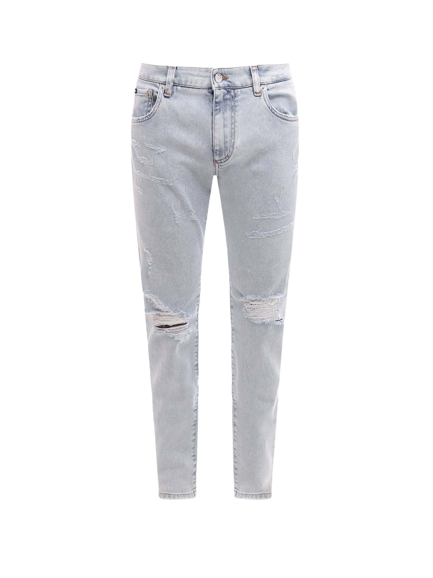 Дънки Dolce & Gabbana Stretch Cotton Ripped Effect Jeans Blue Сиво | GY07CDG8FS9#S9001, 0