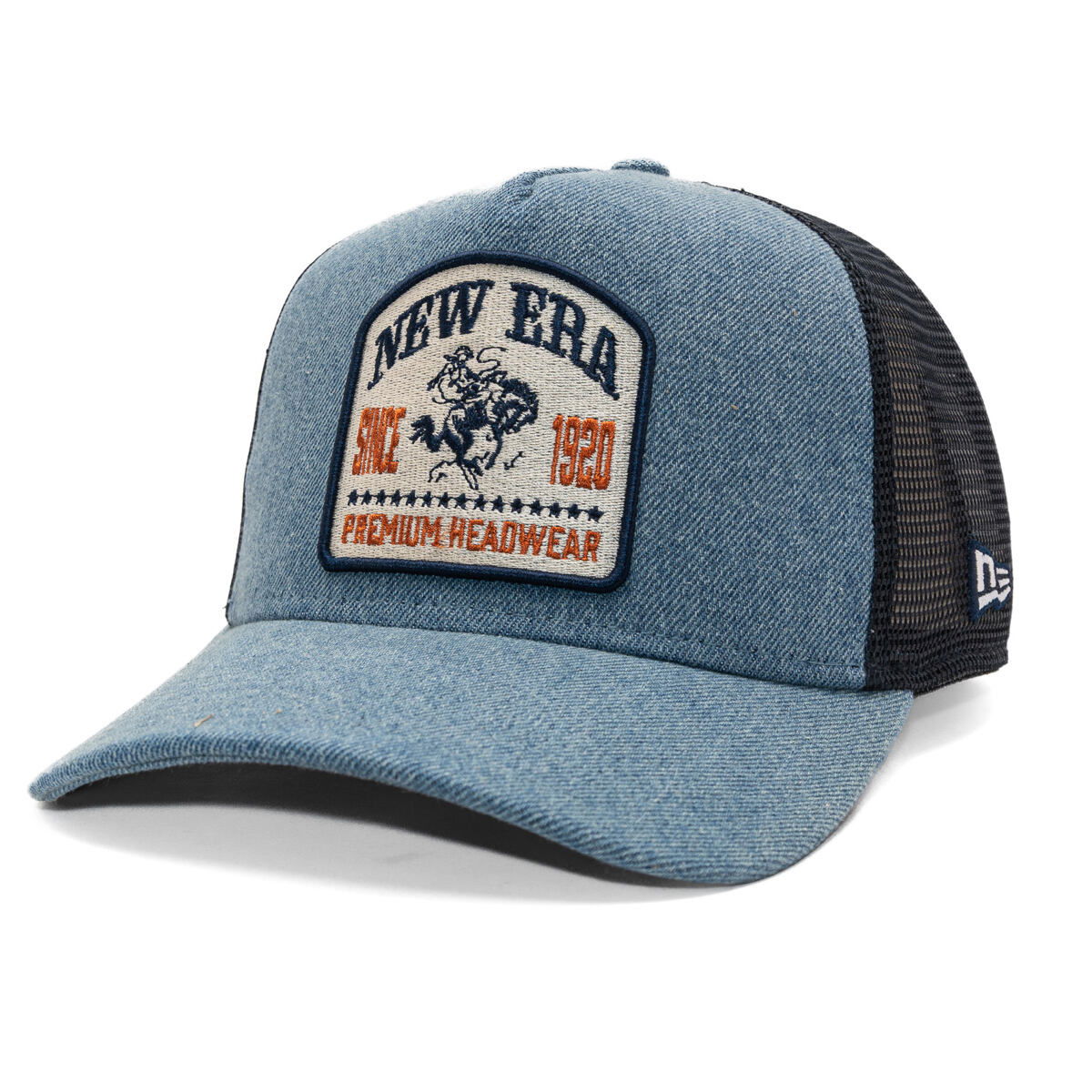 Шапка с козирка New Era New Era Western Rodeo Denim Patch 9FORTY Trucker Hat Синьо | 60691197, 0