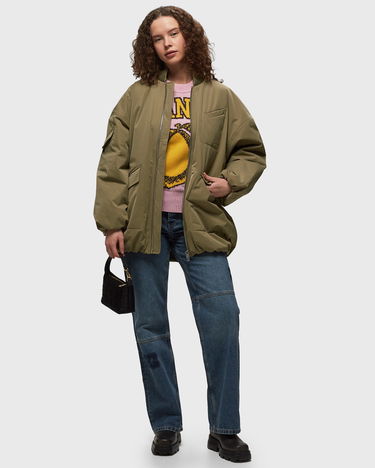 Яке бомбър GANNI Oversized Bomber Jacket "Khaki" Зелено | F8648, 1