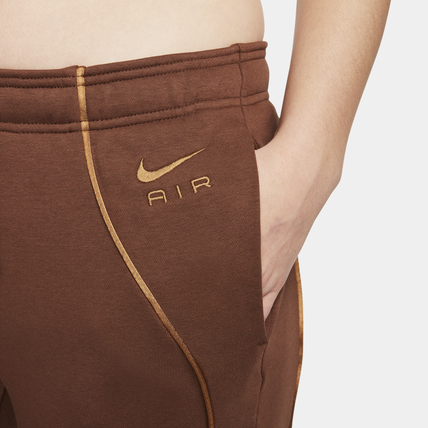 Спортни панталони Nike Nike Air Mid-Rise Fleece Joggers Кафяво | DQ6563-259, 1