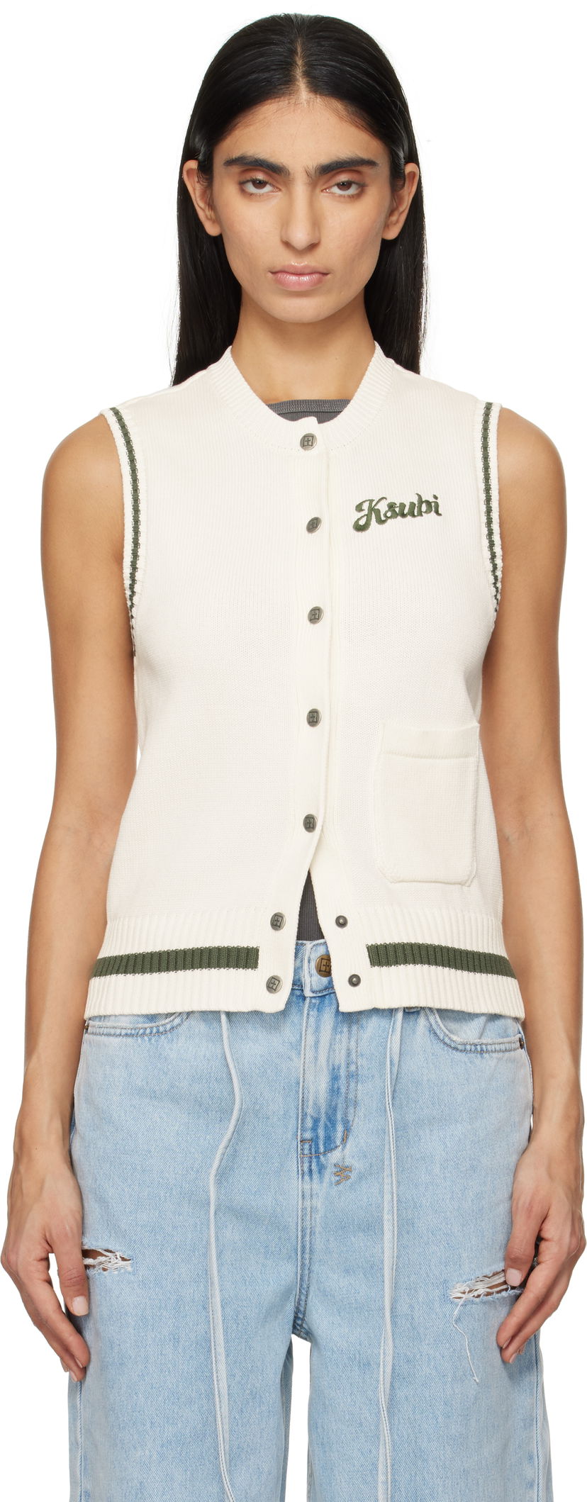 Пуловер Ksubi Sleeveless Buttoned Vest Бяло | WPS25KW001