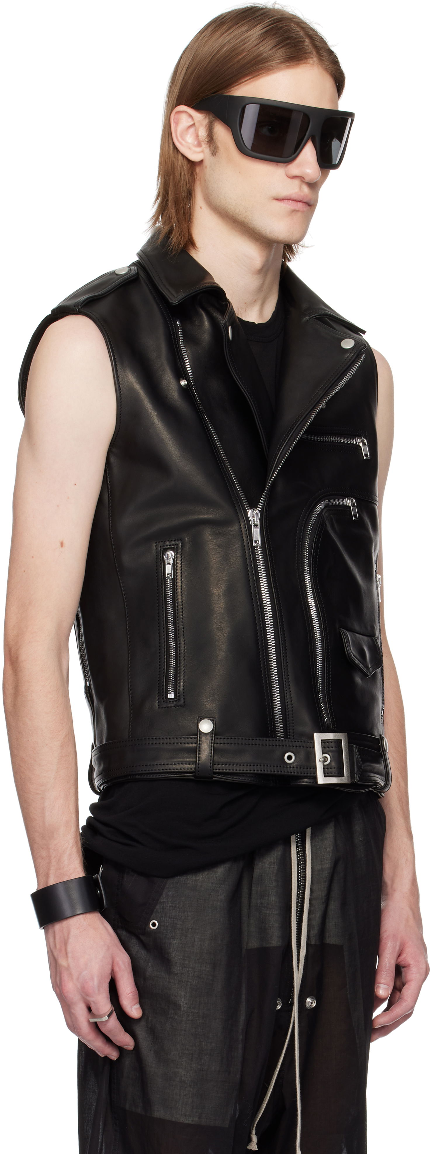 Жилетка Rick Owens Rick Owens Hollywood SL Bauhaus Stooges Leather Vest Черно | RR01E5710 LHJP, 1