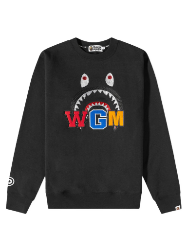 Суитчър BAPE A Bathing Ape Shark Embroidery Crew Sweat Черно | 001SWI801013M-BLK