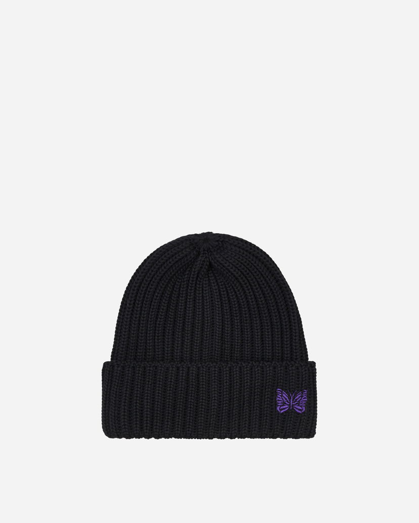 Шапка Needles Embroidered Logo Ribbed Beanie Черно | NS064 D