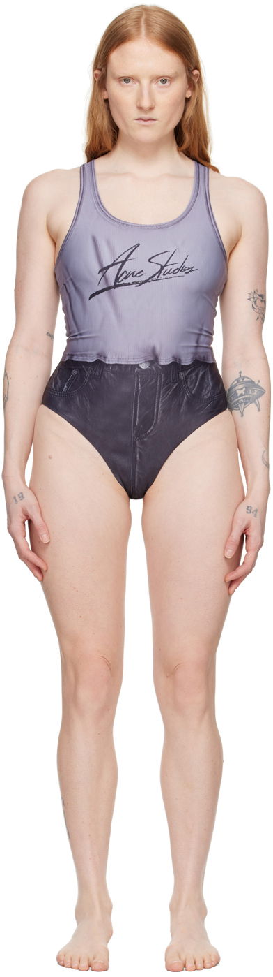 Бански Acne Studios Printed Swimsuit Сиво | AJ0011-, 0