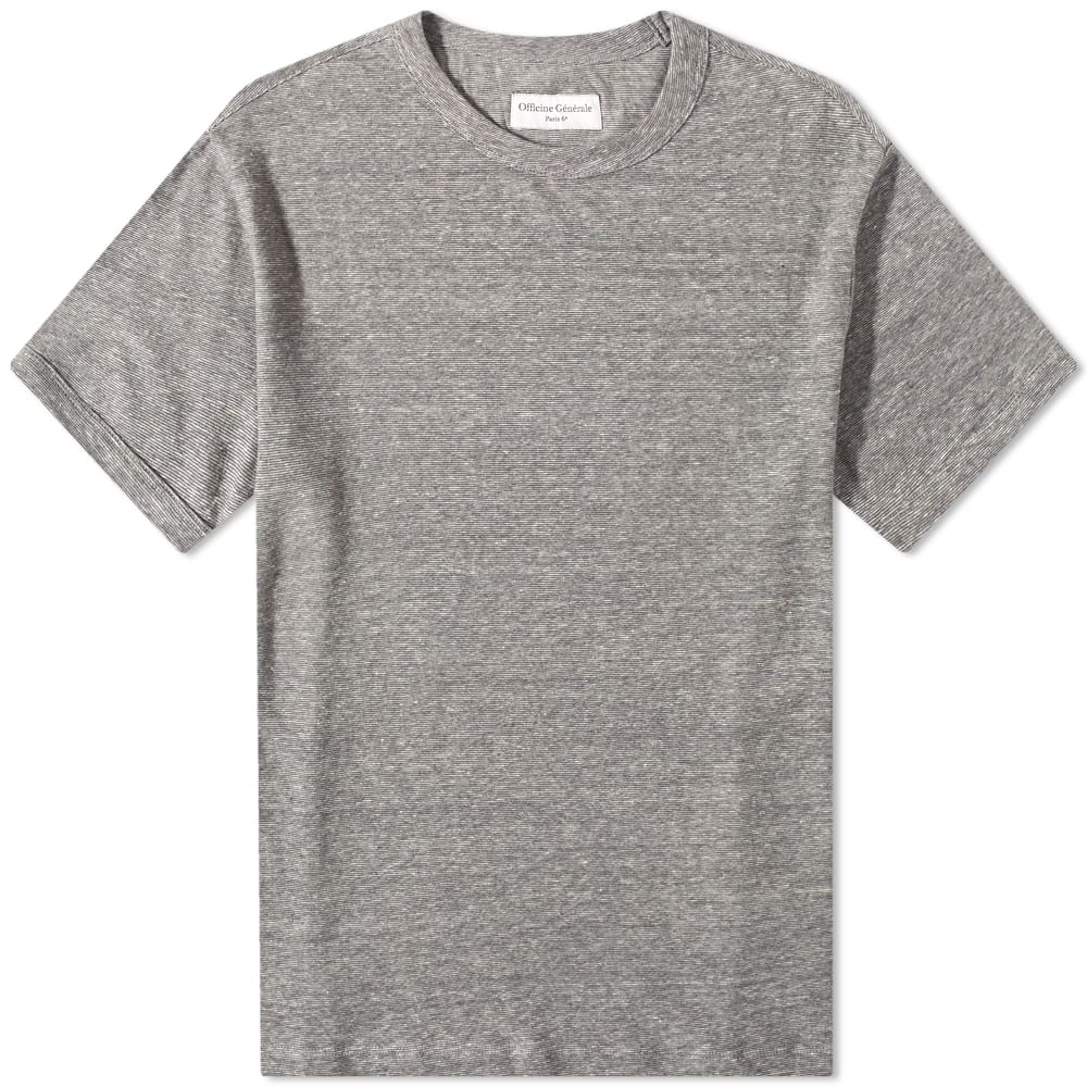 Тениска Officine Générale Officine Generale Mini Stripe T-Shirt "Ecru/Heather" Сиво | S23-MTEE-203, 0