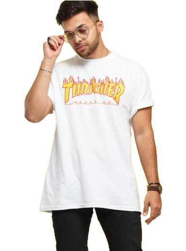 Тениска Thrasher Flame Logo Бяло | 017217