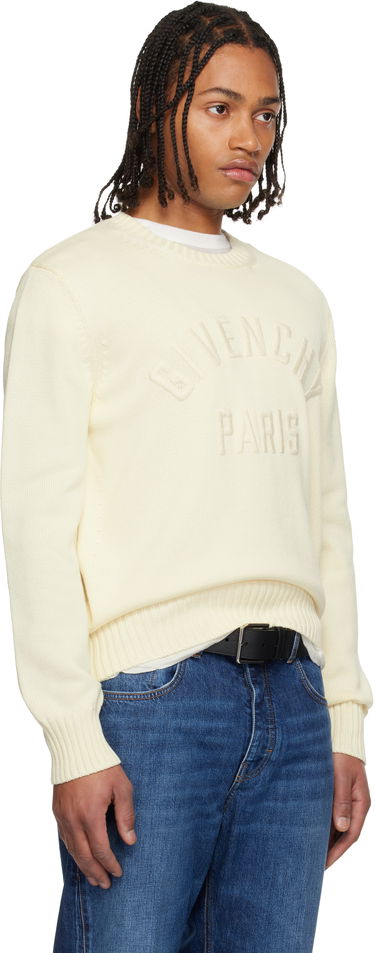 Пуловер Givenchy Embossed Lettering Cotton Knit Sweater Бяло | BM90W04YNM150, 1