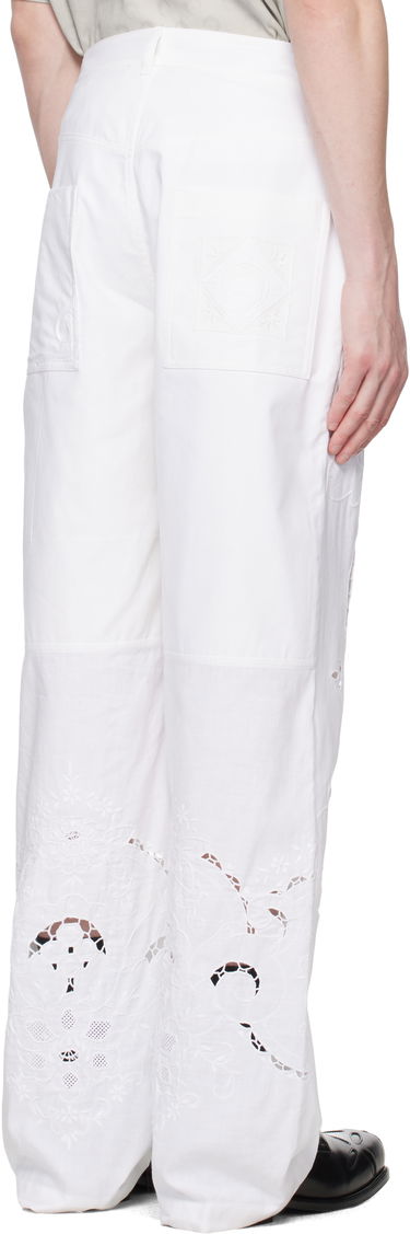 Панталони Marine Serre Marine Serre Regenerated Household Linen Wide Leg Trousers Бяло | UPA056A UWOV0007, 2