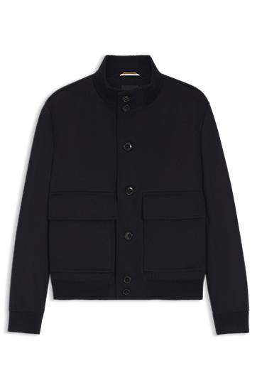 Wool-cashmere blouson-style coat with knit trims