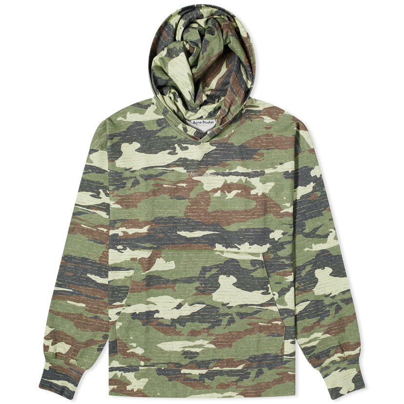 Суитчър Acne Studios Franklin H Stamp Archipelago Hoodie "Khaki Green" Зелено | BI0195-AB6