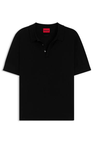 Поло тениска BOSS HUGO Knit Polo with Covered Placket Черно | 50536672, 0