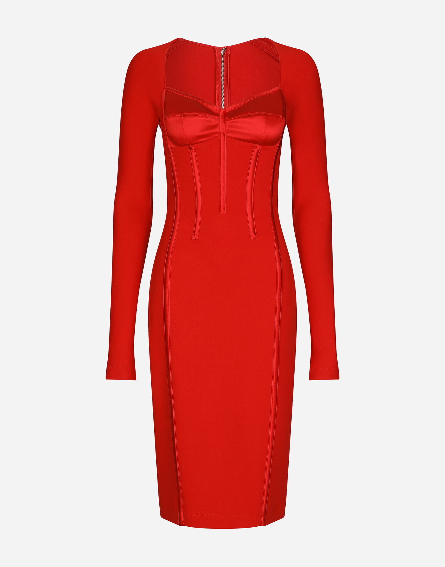 Pокля Dolce & Gabbana Viscose Calf-Length Dress With Corset Details Червено | F6AWRTFURL6R2254, 0