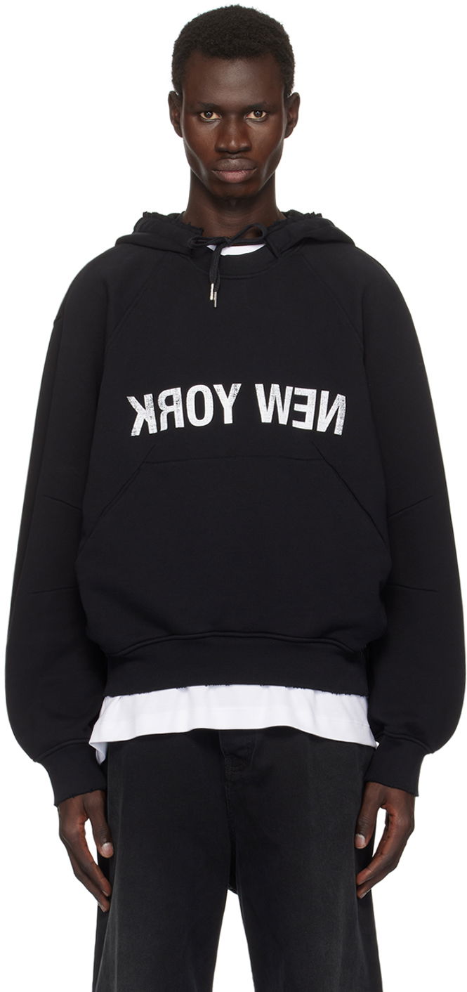 Суитчър Helmut Lang 'New York' Graphic Print Hoodie Черно | O06HM515