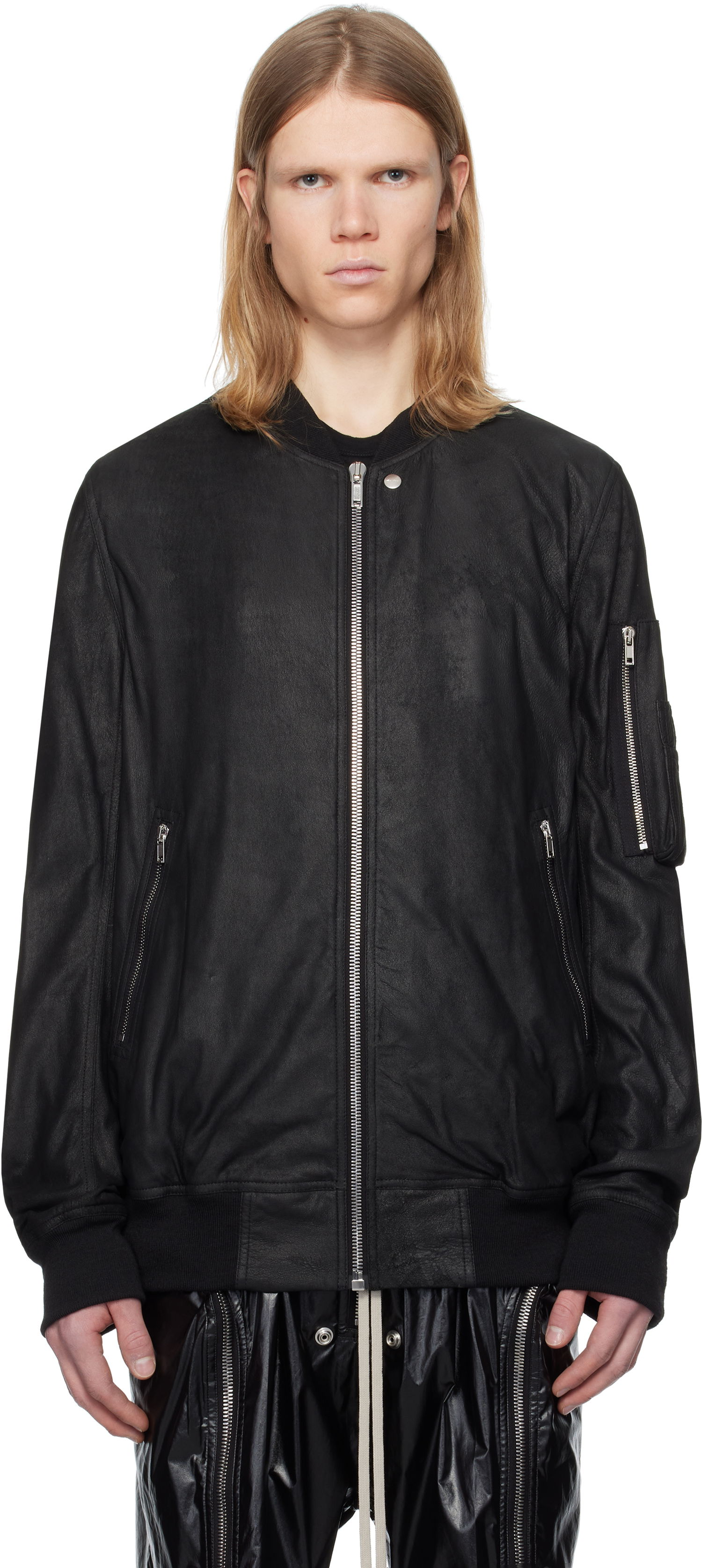 Яке бомбър Rick Owens Rick Owens Hollywood Classic Flight Leather Jacket Черно | RU01E5778 LBA, 0