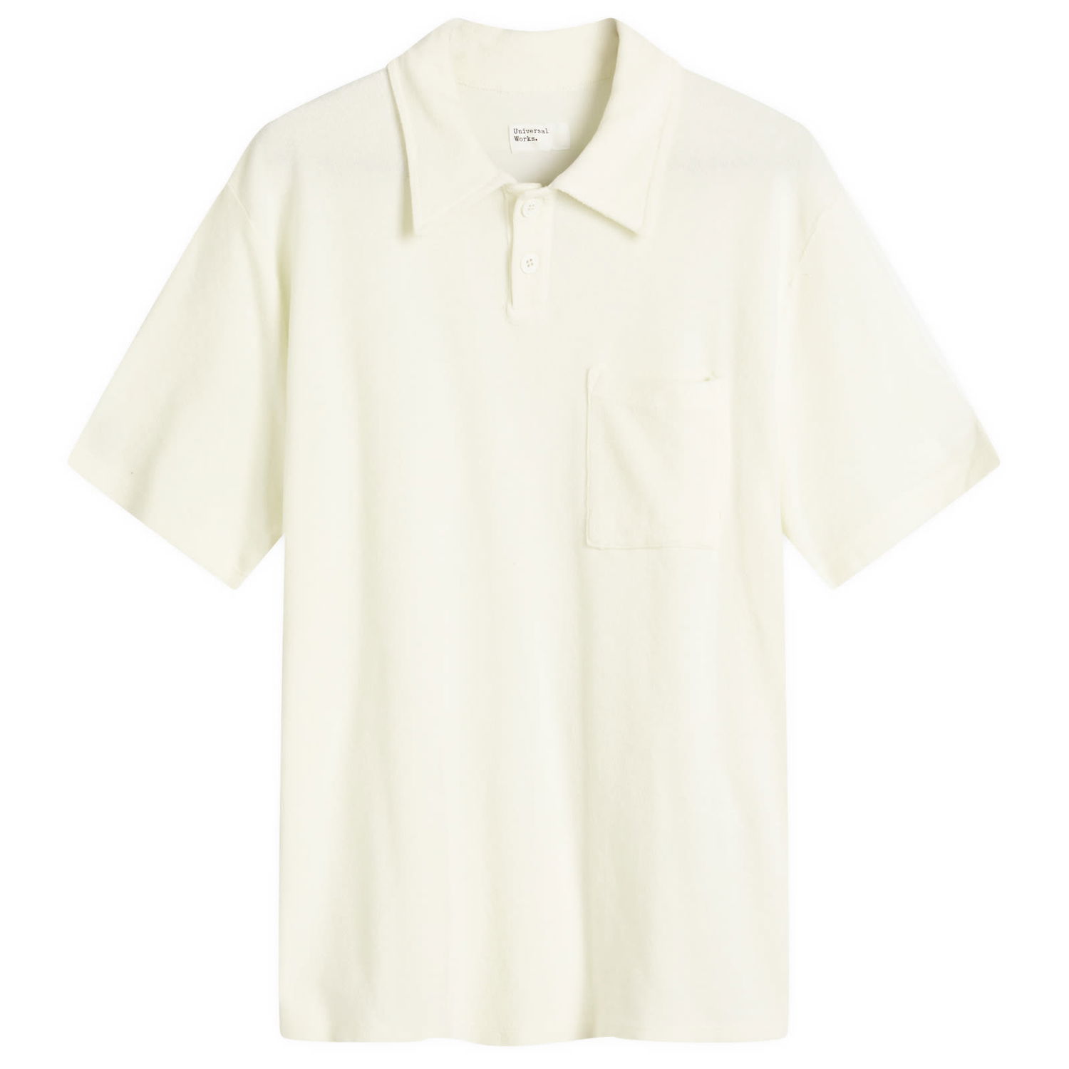 Поло тениска Universal Works Universal Works Newlyn Light Weight Terry Polo Shirt, Size Large Бяло | 32727-ECR, 0