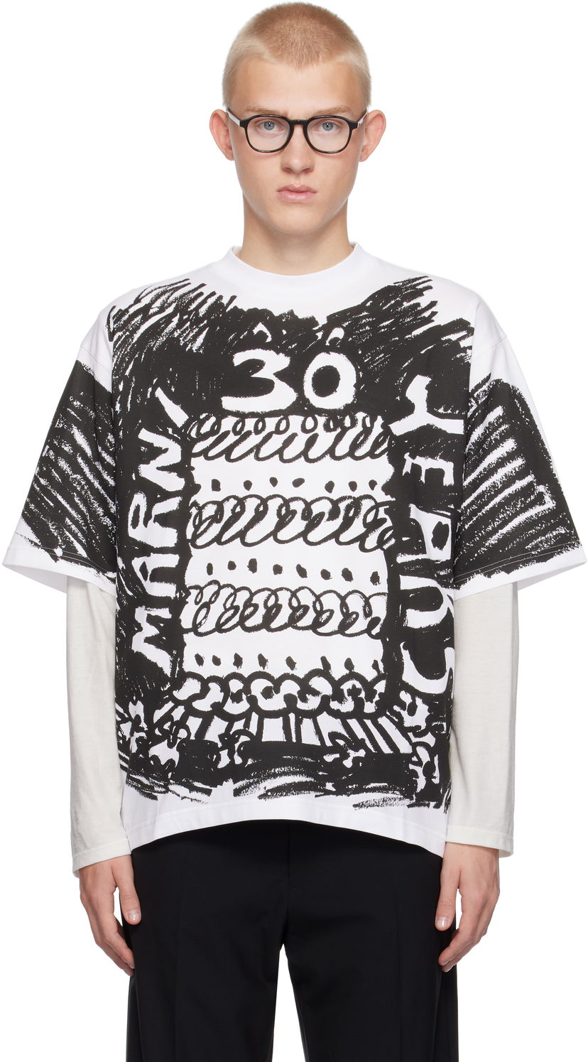 Тениска Marni White 30th Anniversary T-shirt Бяло | HUMU0223BP USCX14