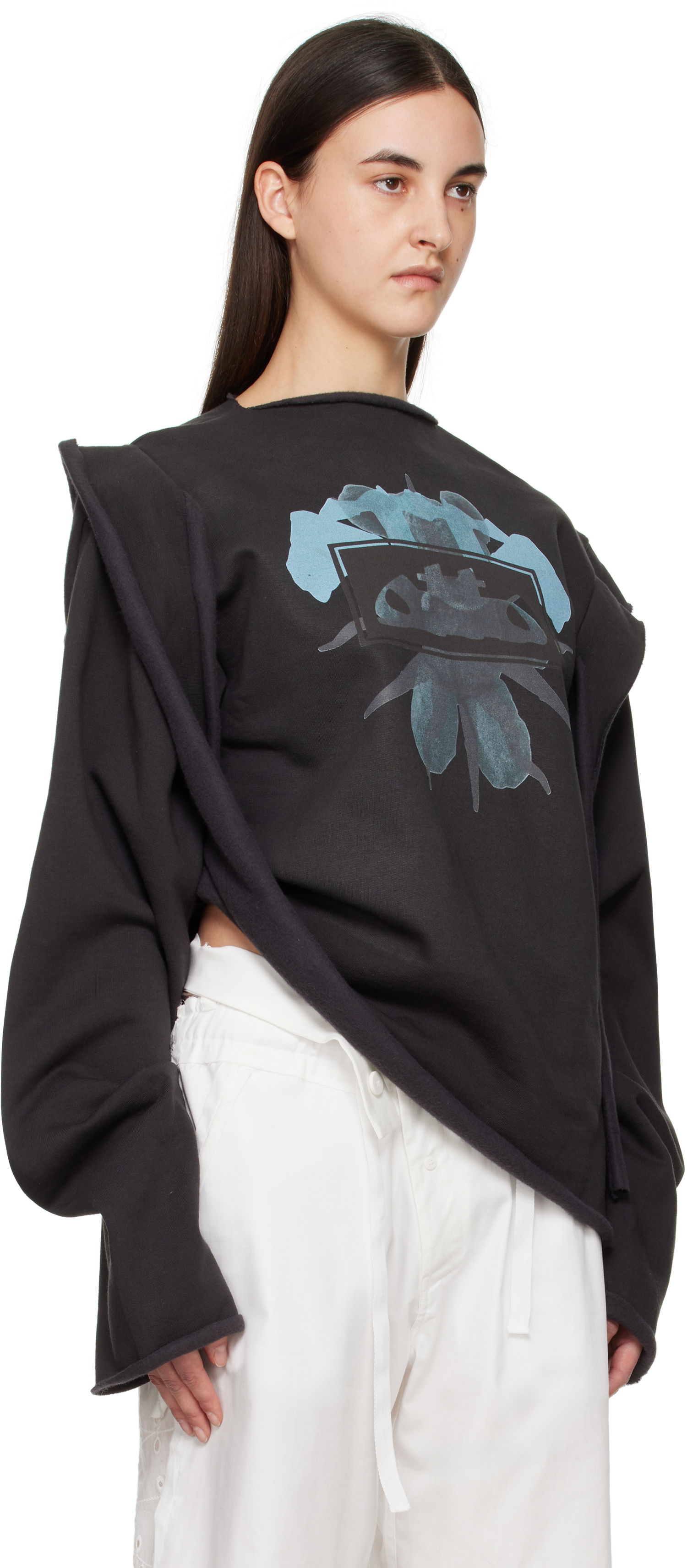 Суитчър Ottolinger Ottolinger Drape Crewneck Sweatshirt Черно | 11510261502, 1