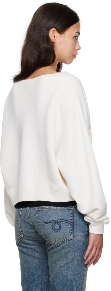 Суитчър R13 R13 Cropped Front Slit 'New York' Sweatshirt Бяло | R13WK251-K099B, 2