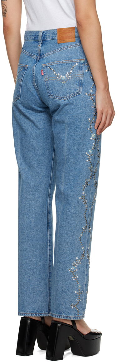 Дънки Anna Sui Exclusive Embroidered Straight Leg Jeans Синьо | 0123F40, 2