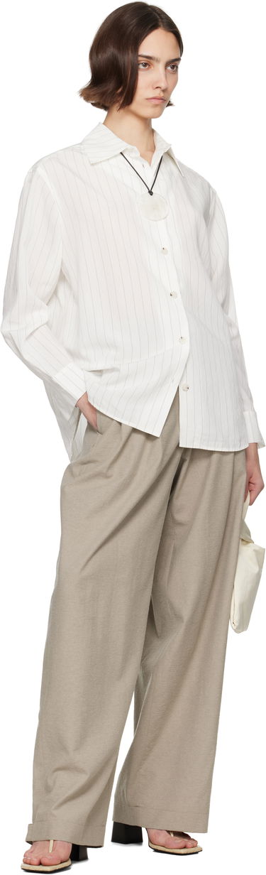 Риза Nanushka Nanushka Fryda Pinstriped Button-Down Shirt Бяло | NW25SSTP26400, 3