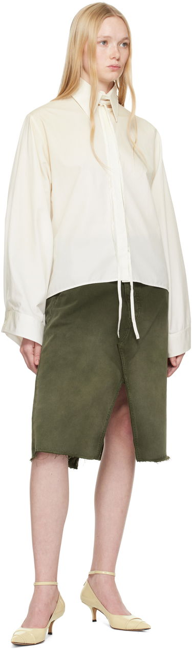 Риза Maison Margiela MM6 Maison Margiela Cotton Poplin Tie-Neck Shirt Бяло | S62DT0039 M35458, 3