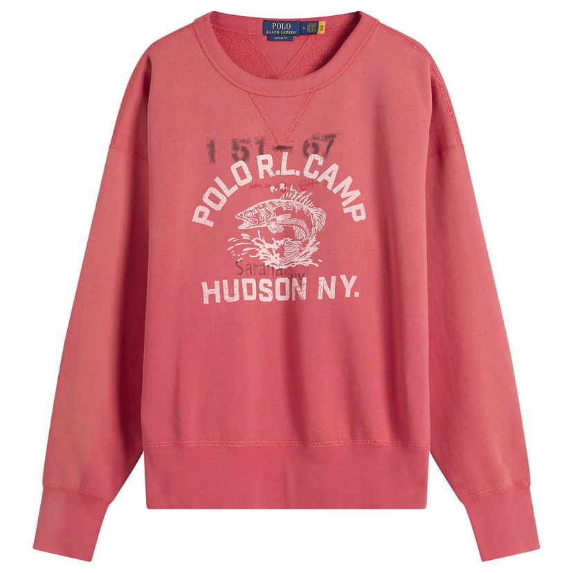 Суитчър Polo by Ralph Lauren Camp Sweatshirt with Fish and Hudson NY Graphic Червено | 710P05436-RED