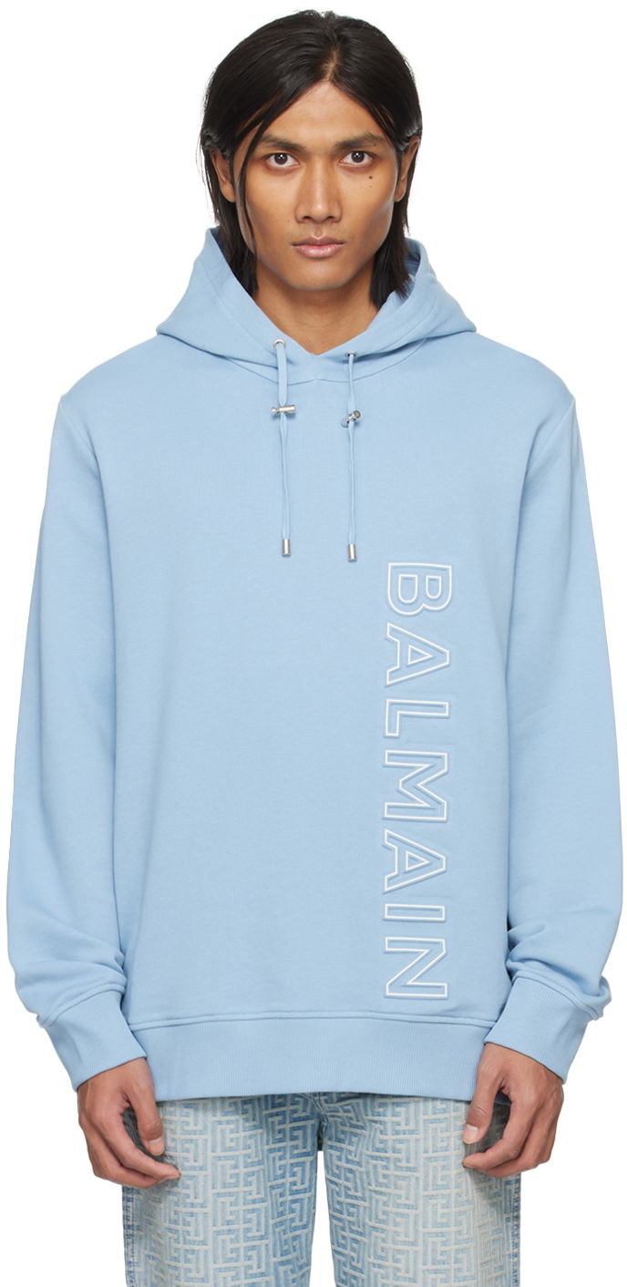 Суитчър Balmain Embossed Hoodie Синьо | CH1JT046BC22, 0