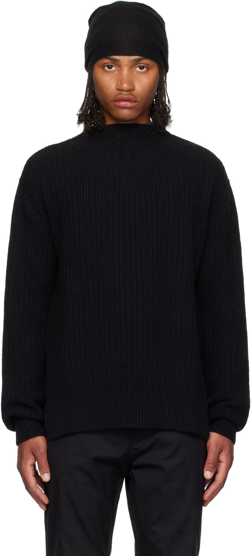 Пуловер Rick Owens Rick Owens Concordians Fisherman Round Neck Sweater Черно | RU02E1649 KWV
