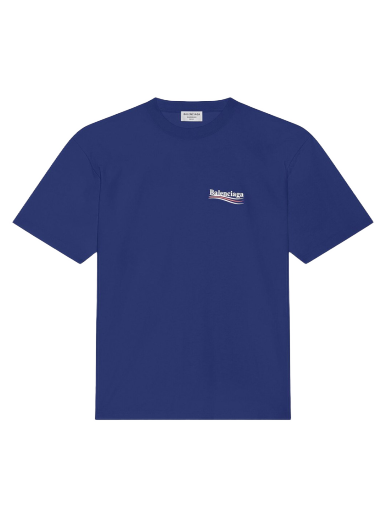 Тениска Balenciaga Political Campaign Large Fit T-Shirt Тъмно синьо | 620969TIV521195