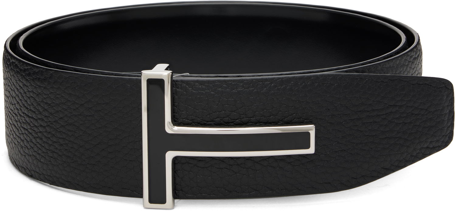 Колани Tom Ford TOM FORD Leather Reversible Belt with Enamel T Buckle Черно | TB247-LCL237S, 0