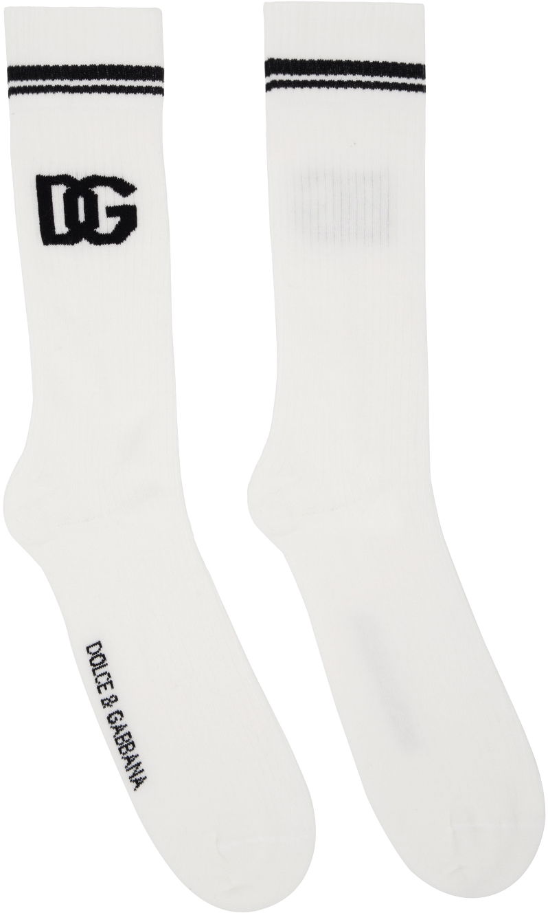 Чорапи Dolce & Gabbana White 'DG' Socks Бяло | GXI30TJACLT