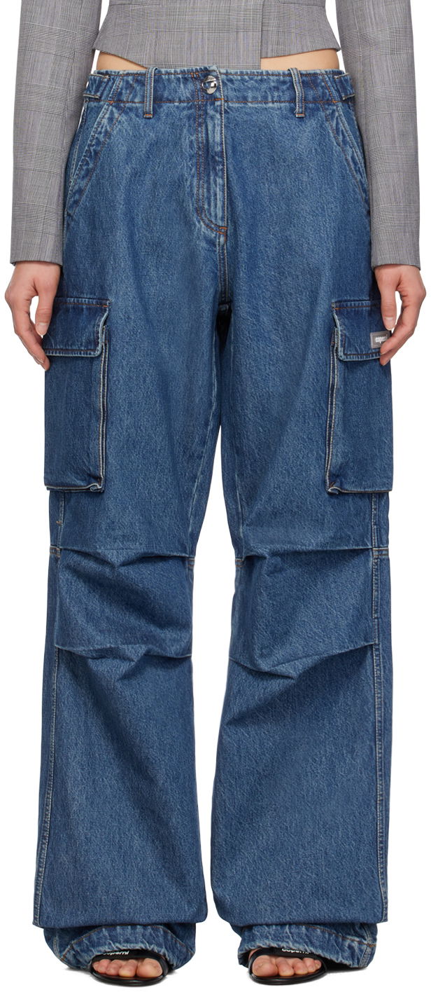 Карго панталони Coperni Coperni Wide Leg Cargo Denim Pants Синьо | COPP40252, 0