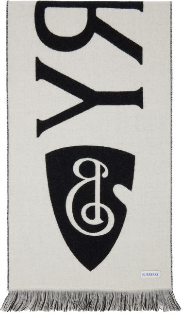 Шал Burberry Burberry Text Wool Scarf Черно | 8109563, 1