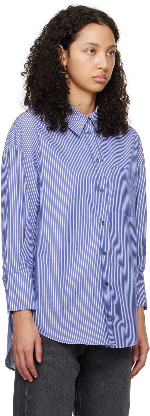 Риза Anine Bing Striped Mika Button-Down Shirt Синьо | A-07-3006-404, 1