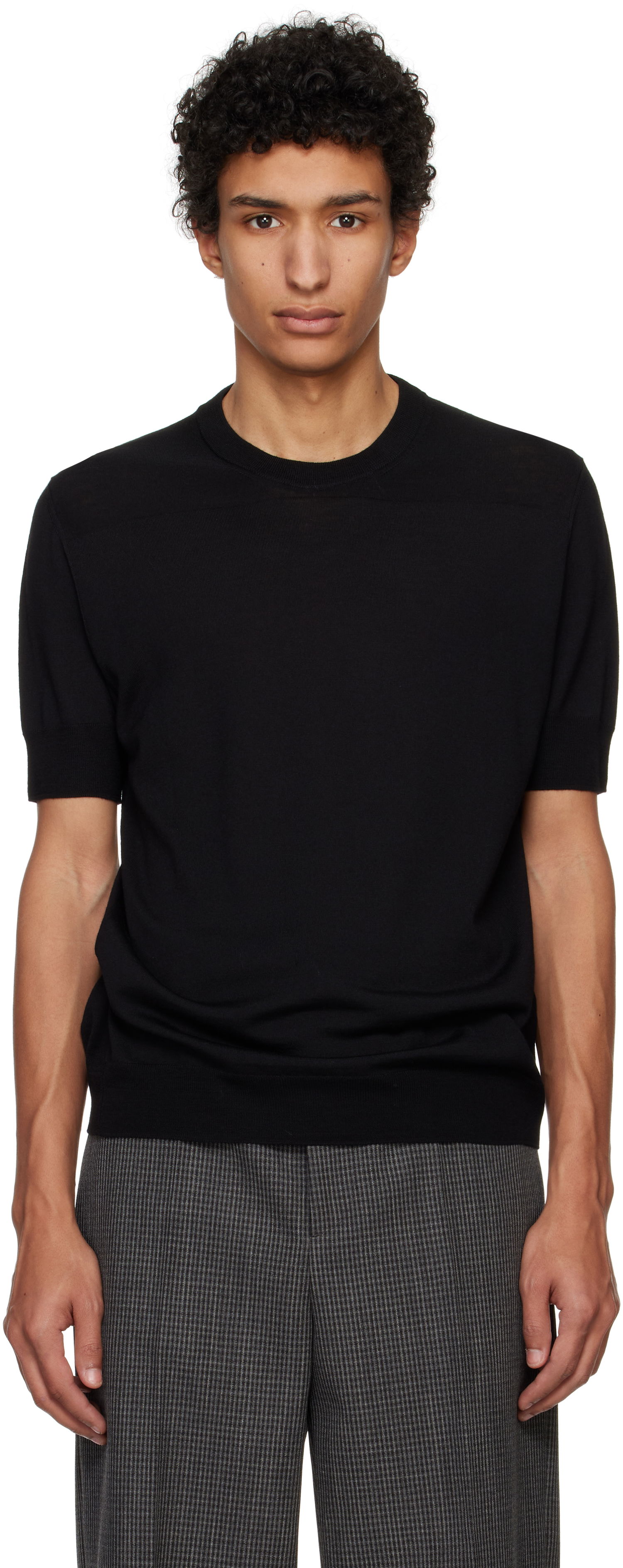 Тениска Jil Sander Jil Sander Virgin Wool T-Shirt Черно | J22GC0104_J14610, 0