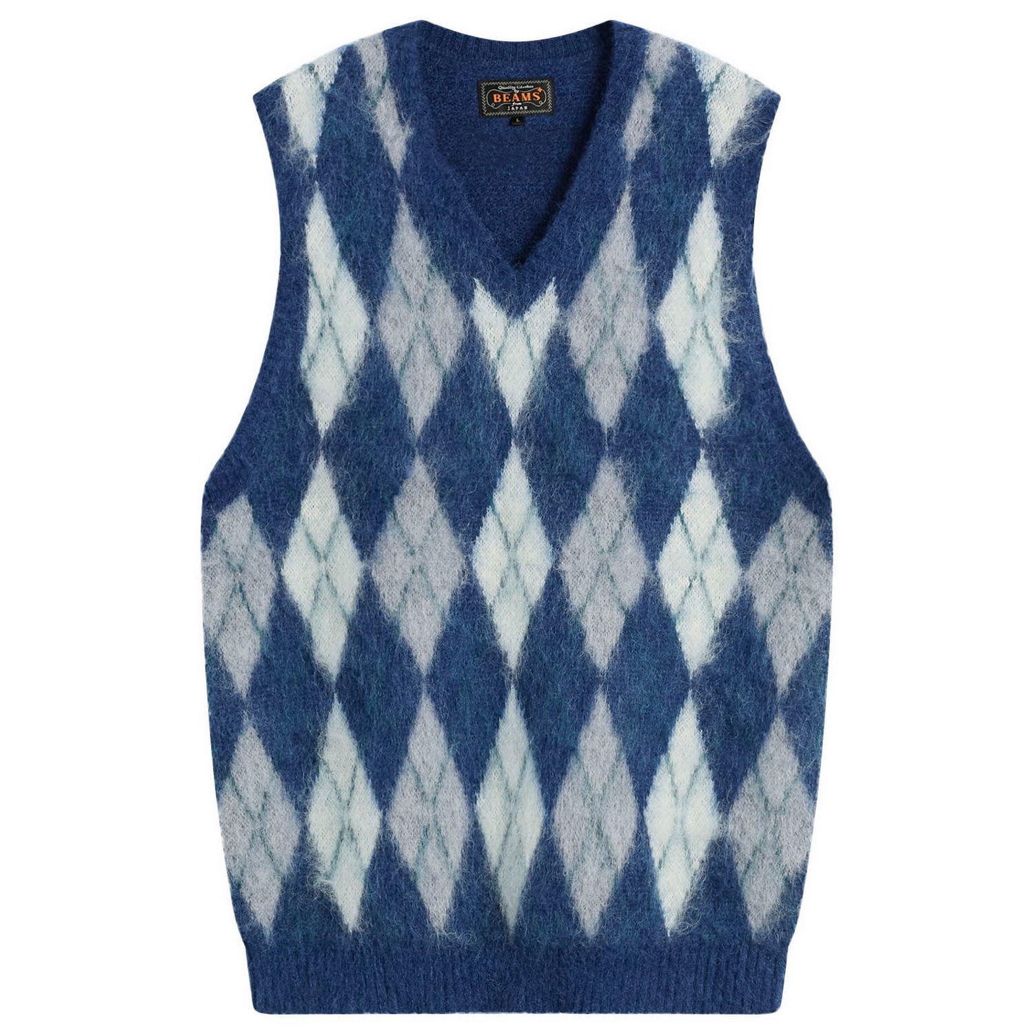 Жилетка BEAMS Mohair Argyle Knit V-Neck Vest Многоцветен | 3805-0067-048-79, 0