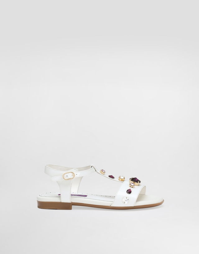 Dolce & Gabbana Patent Leather Sandals With Crystals