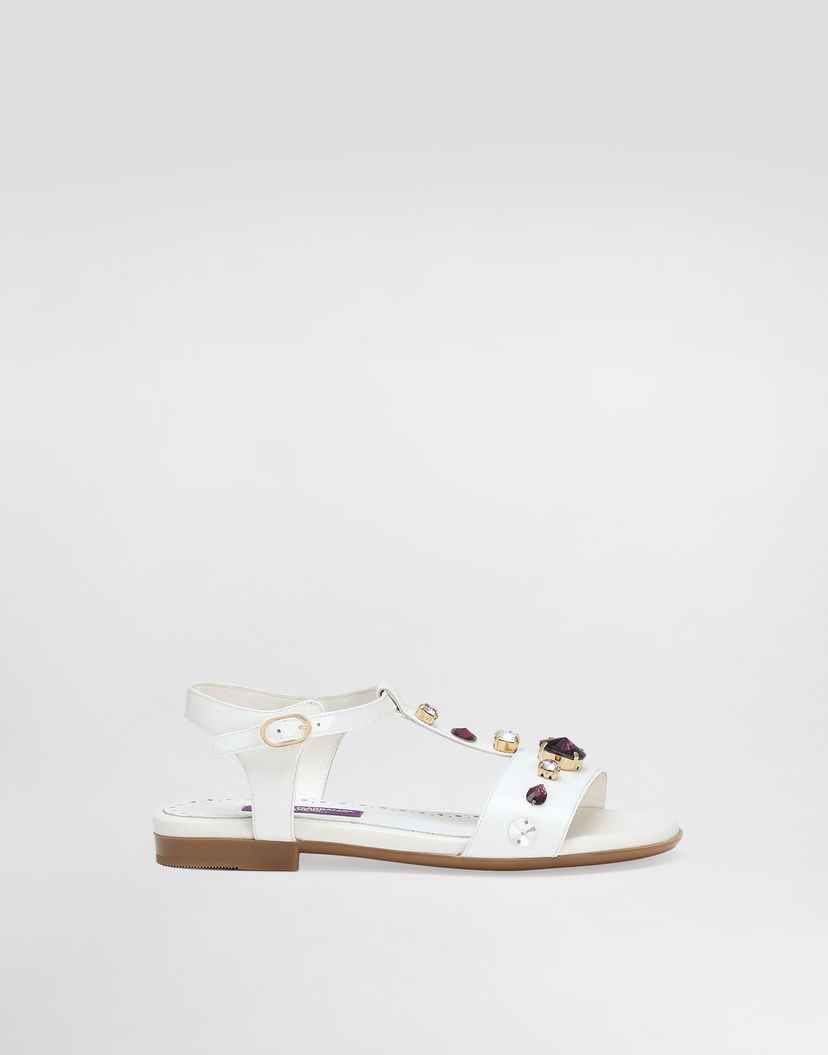 Аксесоари Dolce & Gabbana Dolce & Gabbana Patent Leather Sandals With Crystals Бяло | D11364AN1968V135