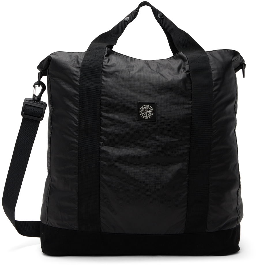 Голяма пазарска чанта Stone Island 91470 Mussola Gommata Tote Bag Черно | 781591470, 0