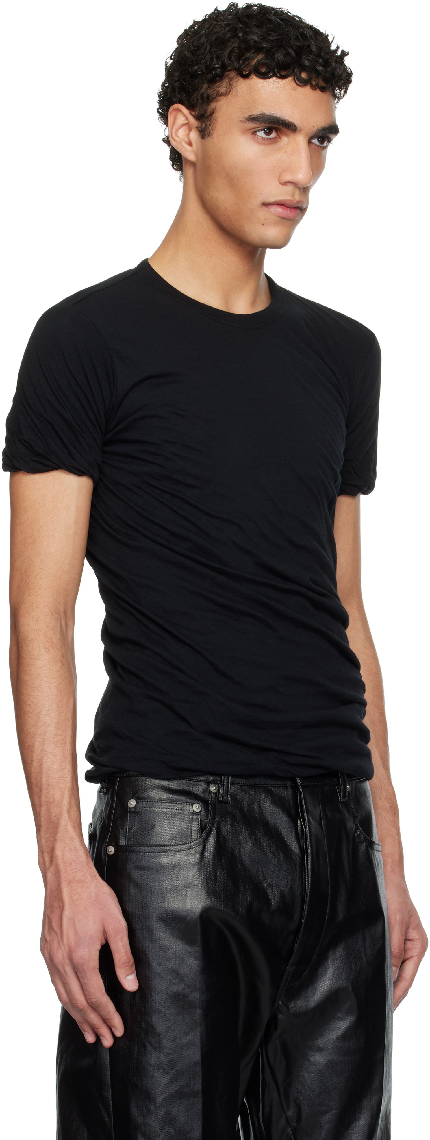 Тениска Rick Owens Rick Owens Porterville Double Short Sleeve T-Shirt Черно | RU01E5256 UC, 1