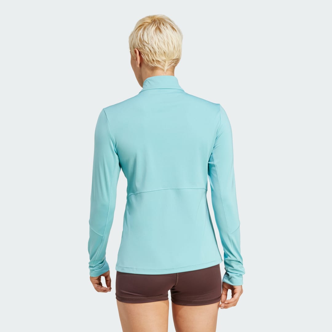 Тениска adidas Performance Hyperglam Training Quarter-Zip Тюркоазено | IX3228, 1