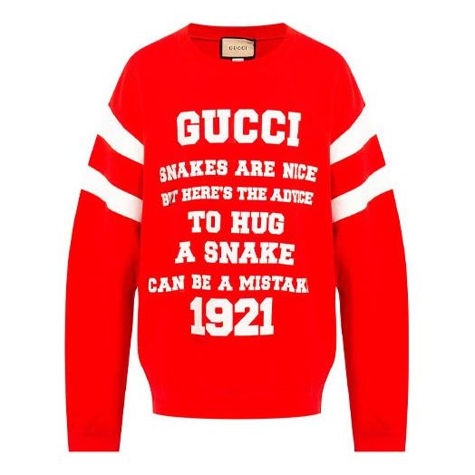 Пуловер Gucci SS21 Logo Print Sweatshirt Червено | 655471-XJDHO-6429