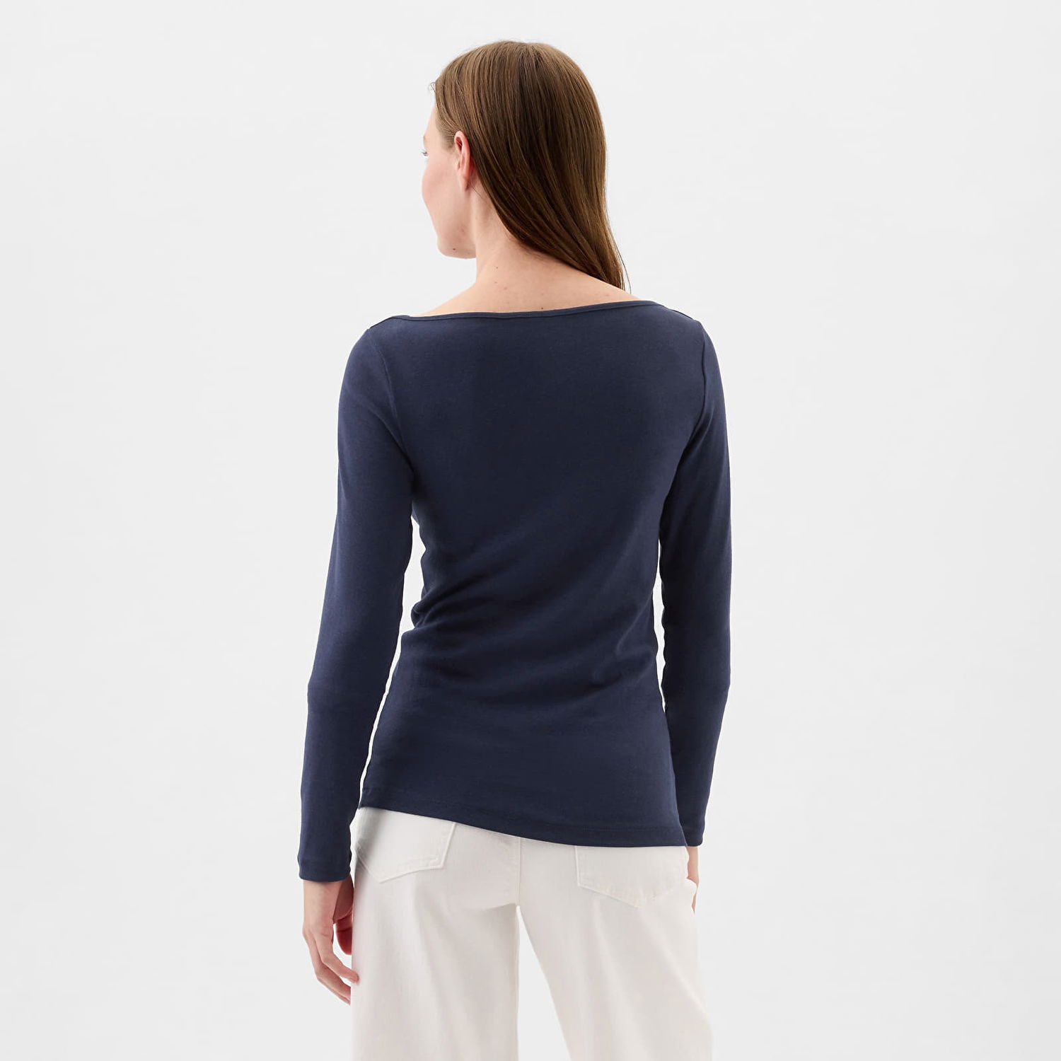 Тениска GAP Longsleeve Modal Bateau T-Shirt Navy Uniform Тъмно синьо | 540606-00, 1