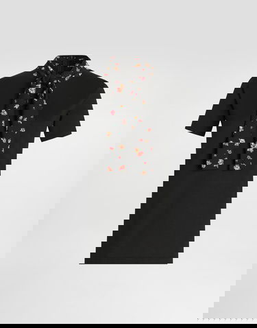 Тениска Dolce & Gabbana Jersey T-shirt with Floral Tie Neck Черно | F8W28ZGDDPCN0000, 0