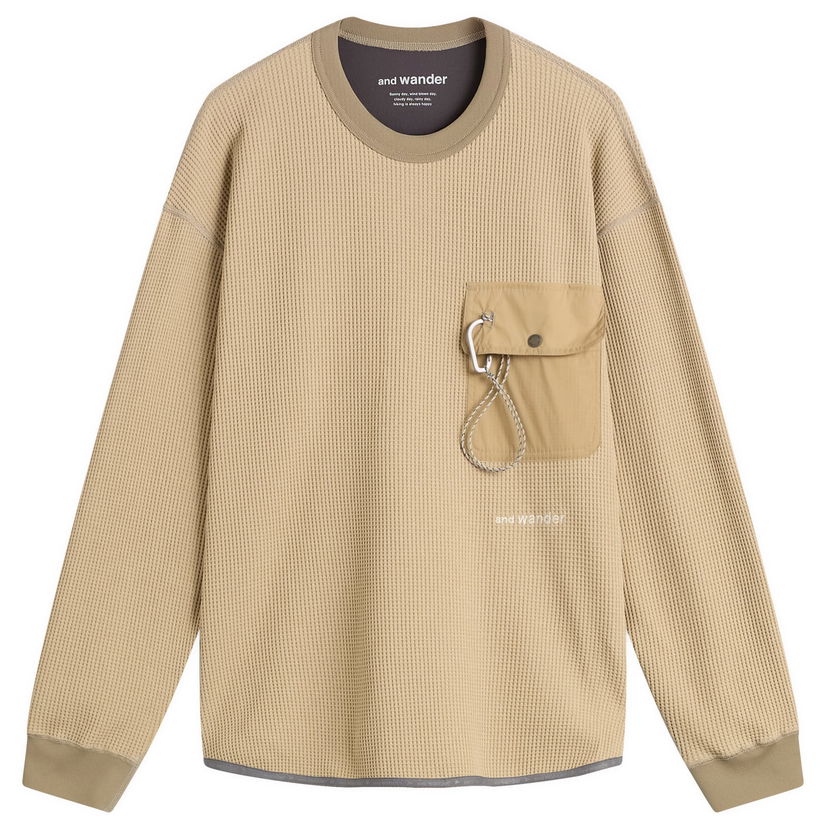 Тениска and wander Longsleeve Waffle T-Shirt Бежово | 5745984084-040