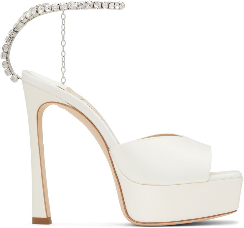 Кецове и обувки Jimmy Choo Jimmy Choo Saeda 125 Heeled Sandals Бяло | SAEDA SANDAL 125